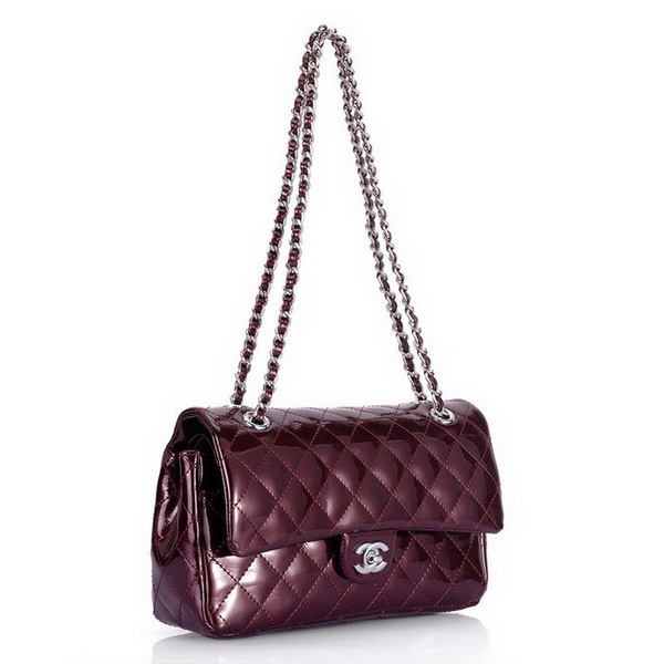 Chanel Classic 2.55 Series Flap Bag 1112 Dark Red Leather Silver Hardware