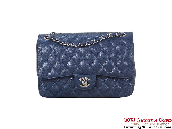 Chanel 2.55 Classic Flap Bag RoyalBlue Original Cannage Patterns Leather Silver