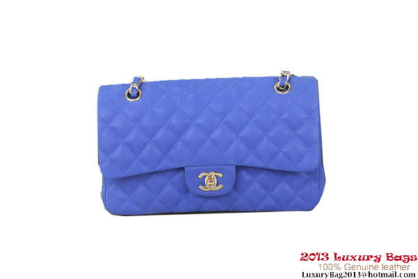 Chanel 2.55 Series A01112 Blue Original Leather Classic Flap Bag Gold
