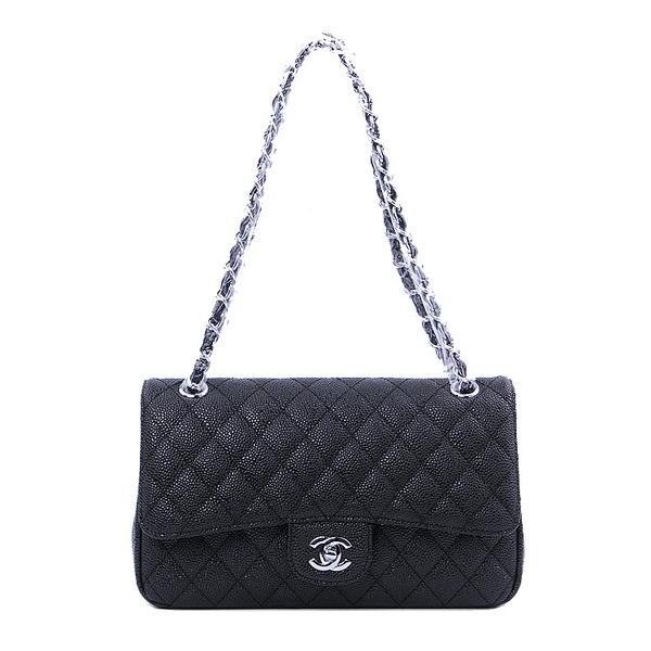 Chanel 2.55 Series Classic Flap Bag 1112 Black Cannage Pattern Silver