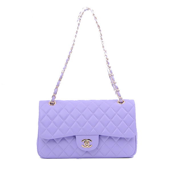 Chanel 2.55 Series Classic Flap Bag 1112 Purple Sheepskin Gold