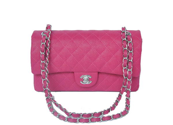 Chanel 2.55 Series Classic Flap Bag 1112 Rose Cannage Pattern Silver