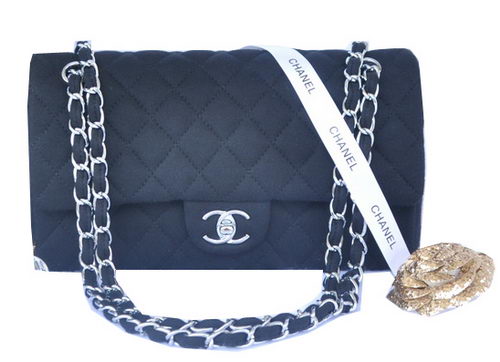 Chanel 2.55 Series Classic Flap Bag Denim Fabric CF1112 Black