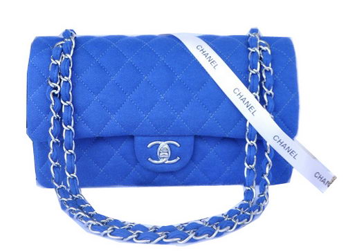 Chanel 2.55 Series Classic Flap Bag Denim Fabric CF1112 Blue
