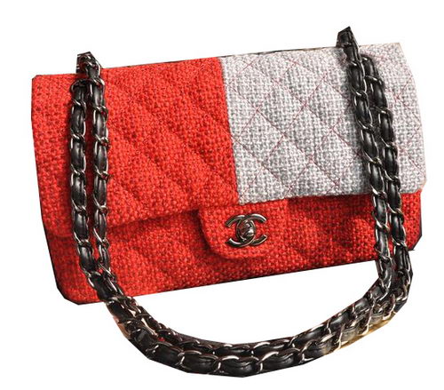 Chanel 2.55 Series Classic Flap Bag Fabric CF1112 Red&Grey