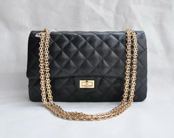 Chanel 2.55 Series Falp Bag Black with Gold Chain 30226