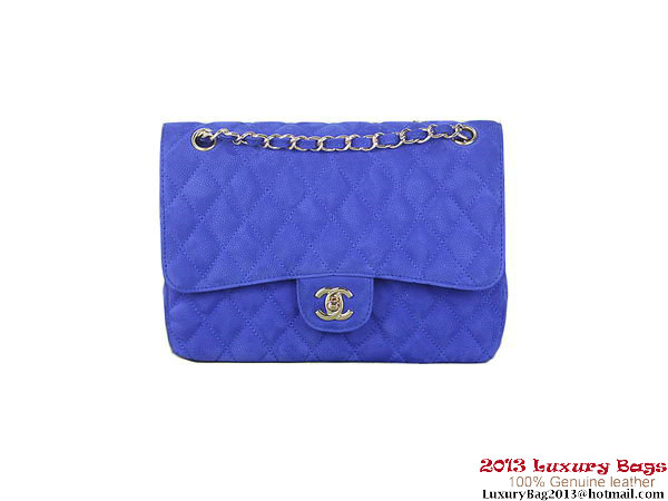 Chanel 2.55 Series Flap Bag Blue Original Nubuck Leather A1112 Gold