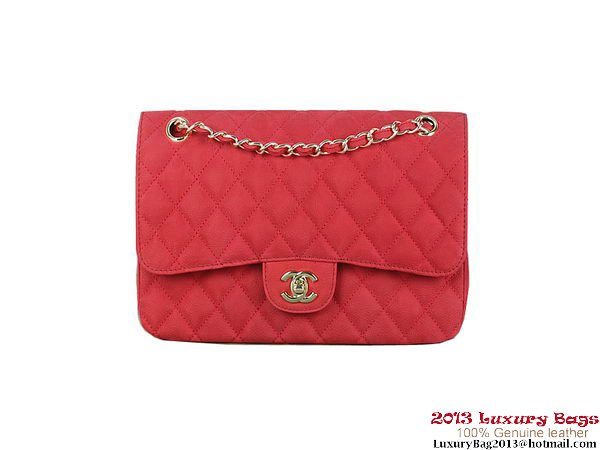 Chanel 2.55 Series Flap Bag Red Original Nubuck Leather A1112 Gold