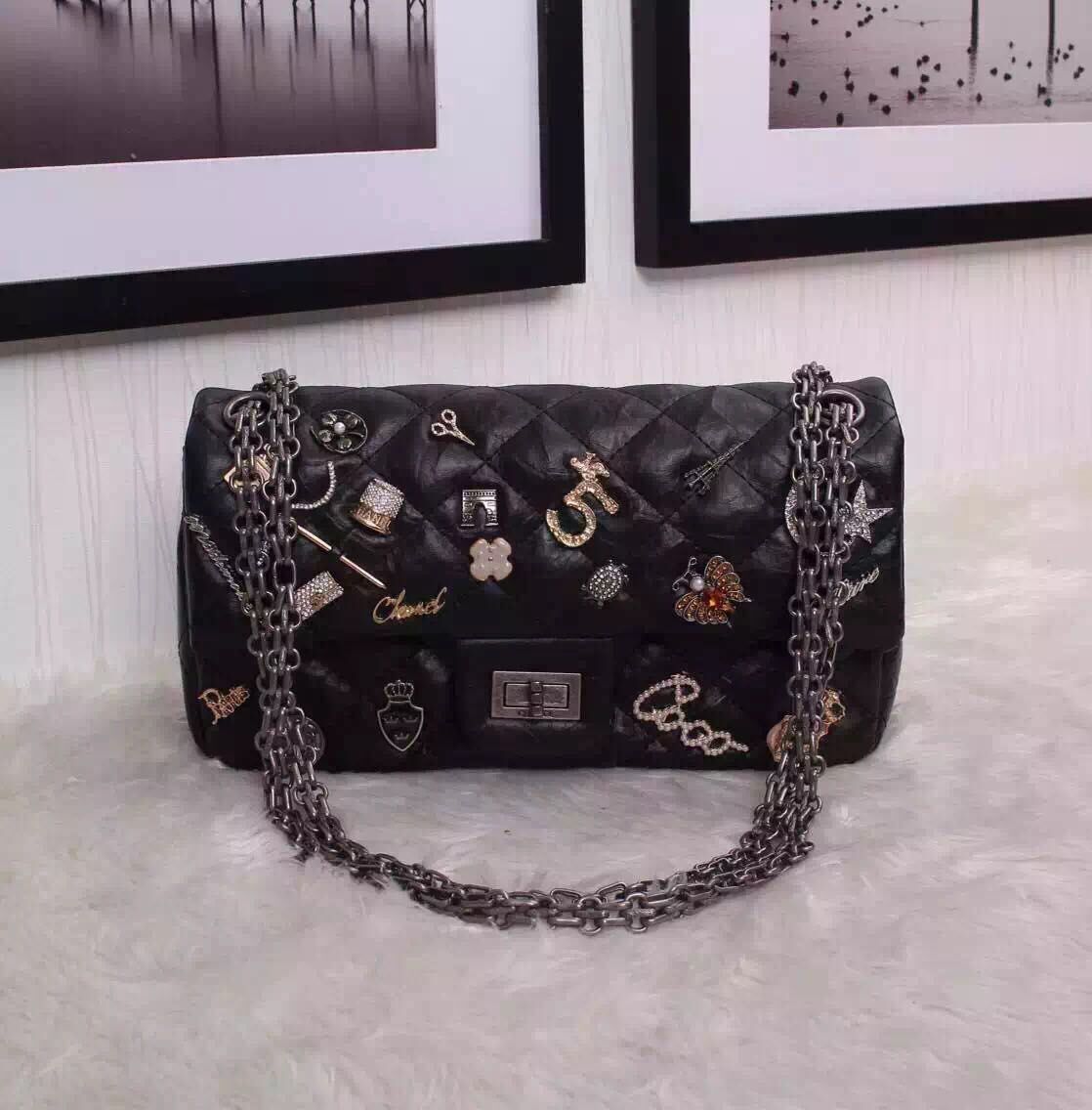 Chanel 2.55 Series Flap Bag Black A2262 Silver