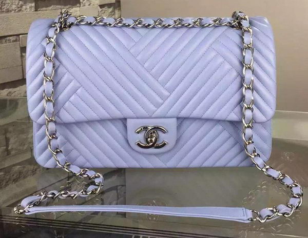 Chanel 2.55 Series Flap Bag Lambskin Chevron Leather A4270 Lavender