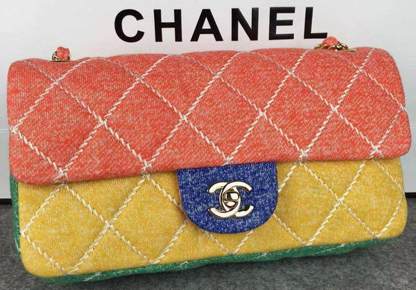 Chanel 2.55 Series Flap Bag Original Fabric A1112B Orange&Yellow&Blue