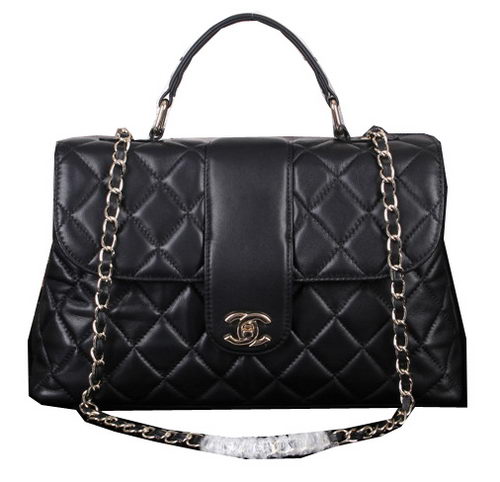 Chanel A67119 Top Handle Bag Sheepskin Leather Black