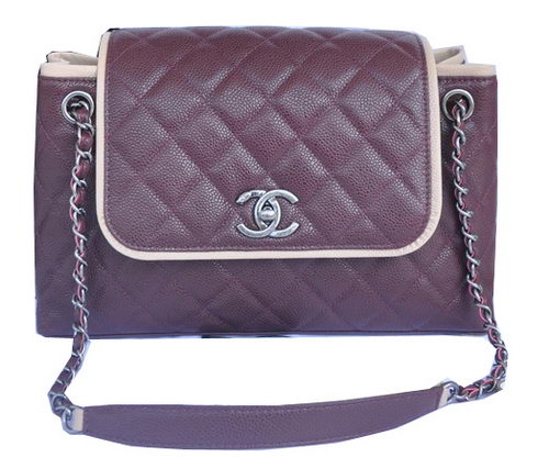 Chanel Large Caviar Leather Messenger Bag A90456 Burgundy