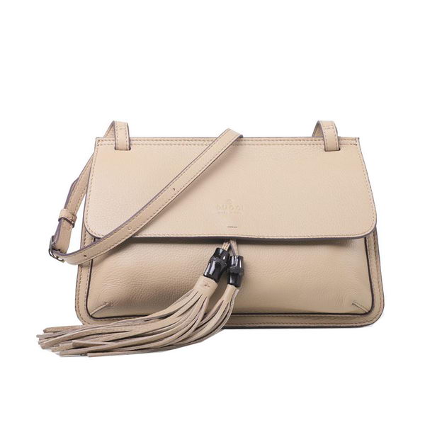 Gucci Bamboo Daily Leather Flap Shoulder Bag 370826 OffWhite