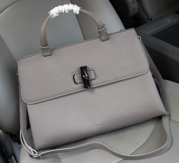 Gucci Bamboo Daily Leather Top Handle Bag G1123 Grey
