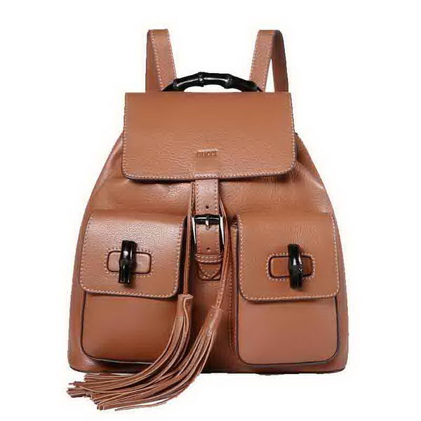 Gucci Bamboo Leather Backpack 370833 Wheat