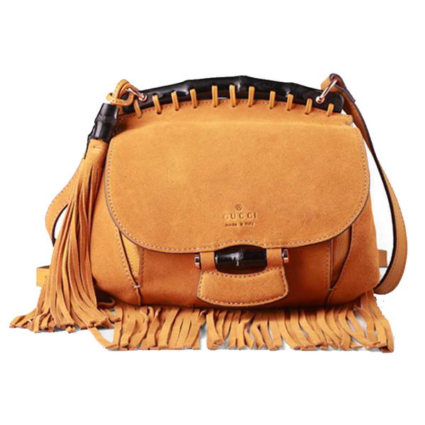 Gucci Nouveau Fringe Suede Leather Shoulder Bag 347103 Wheat