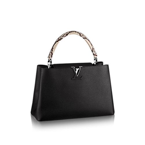 Louis Vuitton Capucines Elegante Snake Handle Bag Black MM