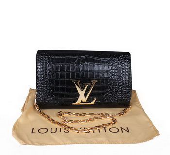 Louis Vuitton Croco catena in pelle Louise M94336 Nero