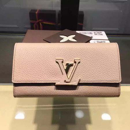 Louis Vuitton litchi LOUISE PORTAFOGLIO M60766 rosa chiaro