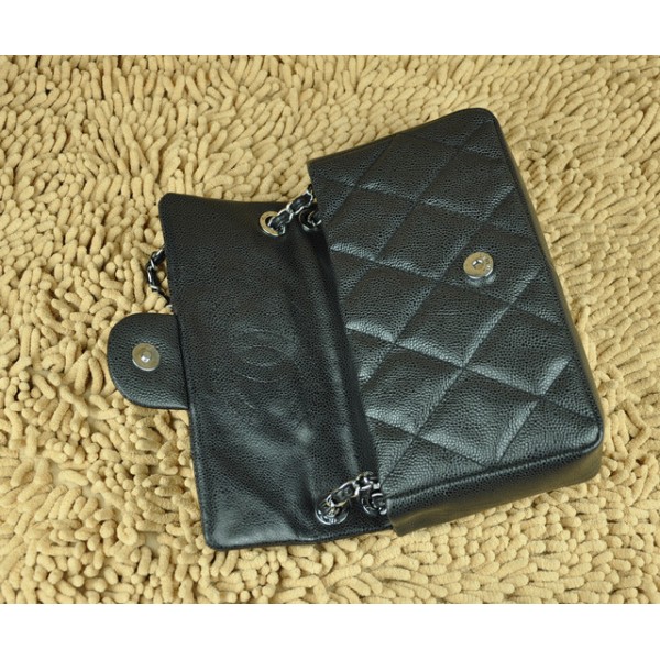 Borse Chanel Classic Flap Caviar Black Con Hardware Argento 4873