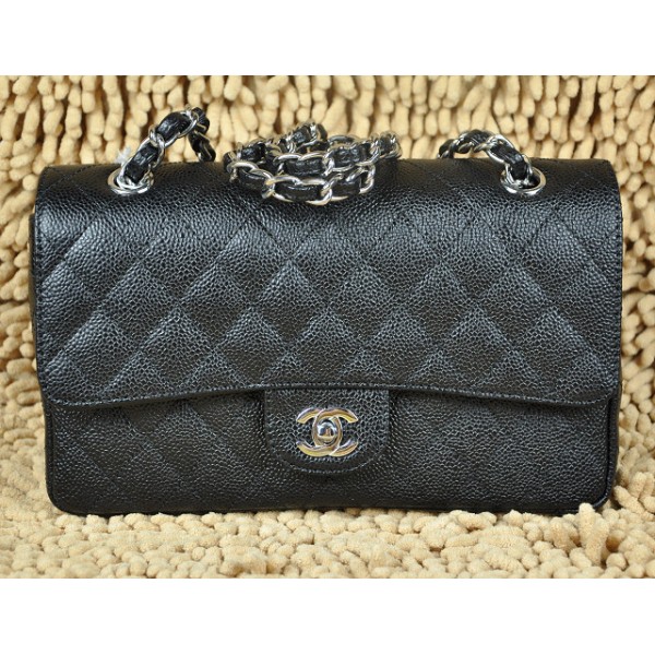 Chanel A01112 Borse Classic Flap In Caviar Black Con Ecs
