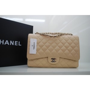 Chanel 2010 Maxi Flap Borse In Pelle Caviale Con Beige Ecs