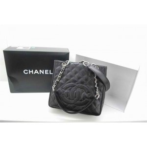 Chanel 2010 Shopping Borse Caviar Black Con Silver Hw Piccolo