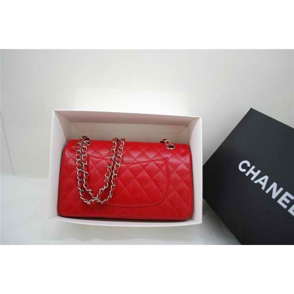 Chanel A01112 Rosso In Pelle Borse Caviar Con Silver Hw