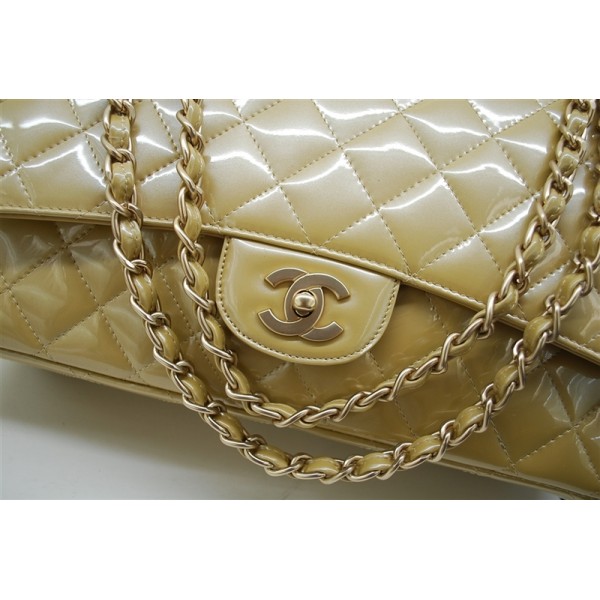 Chanel A47600 Borse In Pelle Verniciata Maxi Flap Oro Con Oro Hw