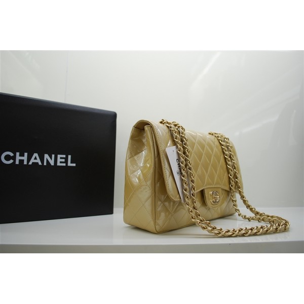 Chanel A47600 Brevetti Flap Bag In Pelle Oro Con Hw Oro Jumbo