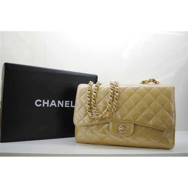 Chanel A47600 Brevetti Flap Bag In Pelle Oro Con Hw Oro Jumbo