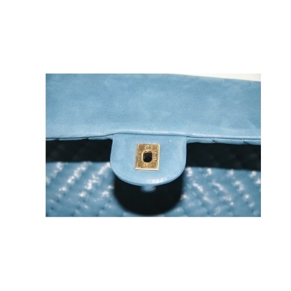 A50676 Chanel Classic Flap Borse Iridescente Blu Con Oro Hw