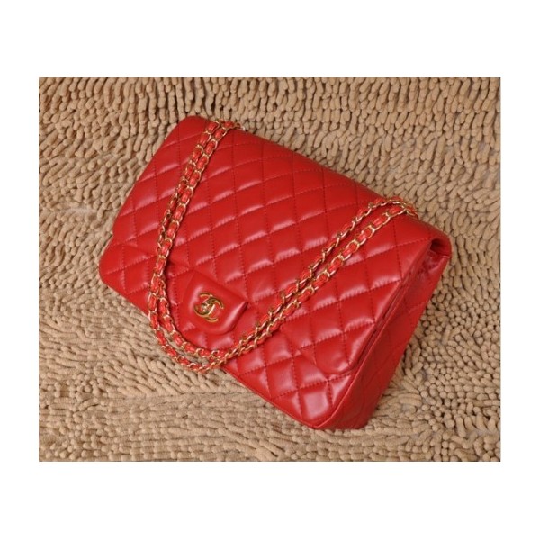 Borse Chanel A47600 Flap Agnello Red Classic Con Hardware Oro