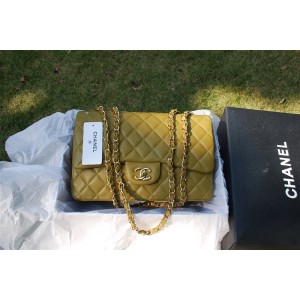 Borse Chanel Flap Agnello Khaki 2011 Con Hardware Oro