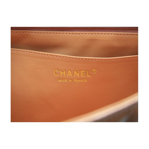 Chanel 2011 Marrone Chiaro Risvolto In Pelle Vernice Con Ghw Bor