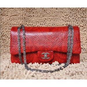 Chanel 2011 Rosso Cristallo Grano Flap Bag In Pelle Con Shw Retr