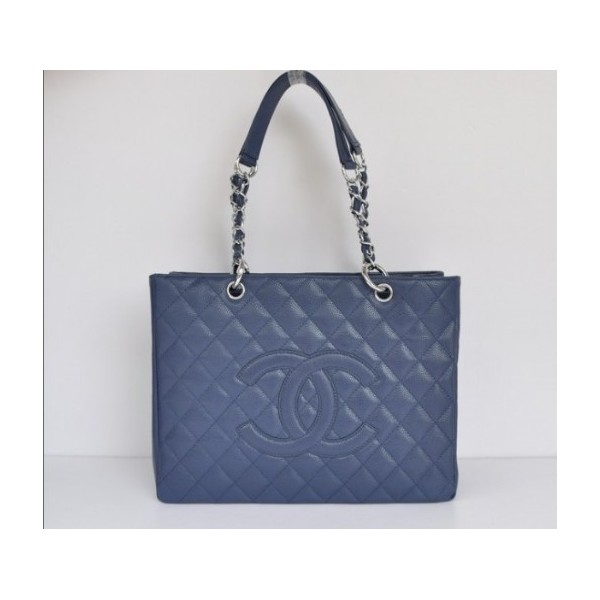 Chanel A20995 Classic Gst Caviar Blue Shopping Bag Con Ecs