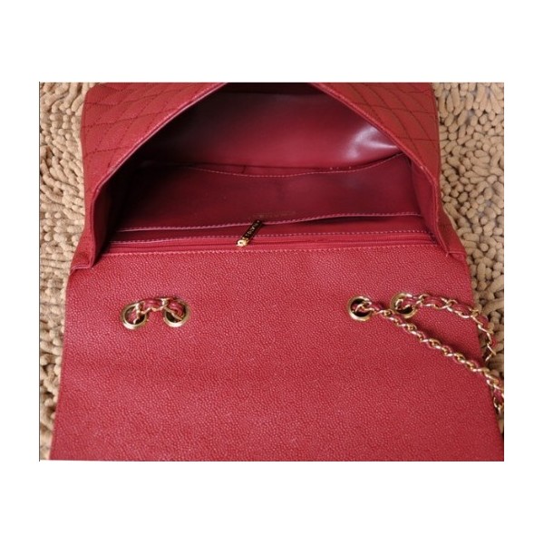 Chanel A28600 Red Grain Flap Borse In Pelle Con Oro Hw Classic