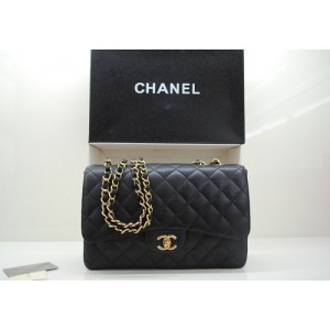 Chanel A47600 Flap Bag In Pelle Nera Caviar Jumbo Con Oro Hw