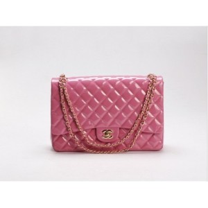 Chanel A47600 Rosa Brevetto Flap Borse In Pelle Con Oro Hw Maxi