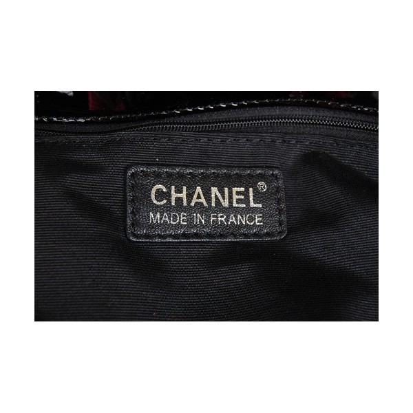 Chanel A50556 Bowling Bag Pelle Verniciata Nera Con Silver Hw