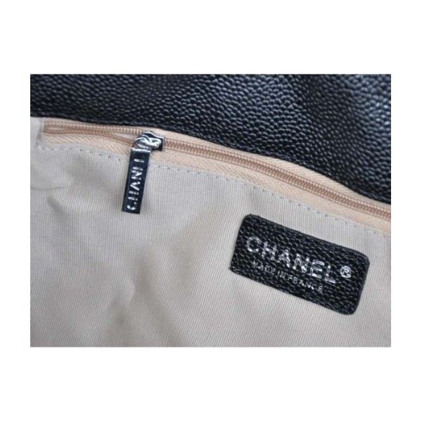 Chanel A50755 Black Leather Borse Caviar Con Silver Hw
