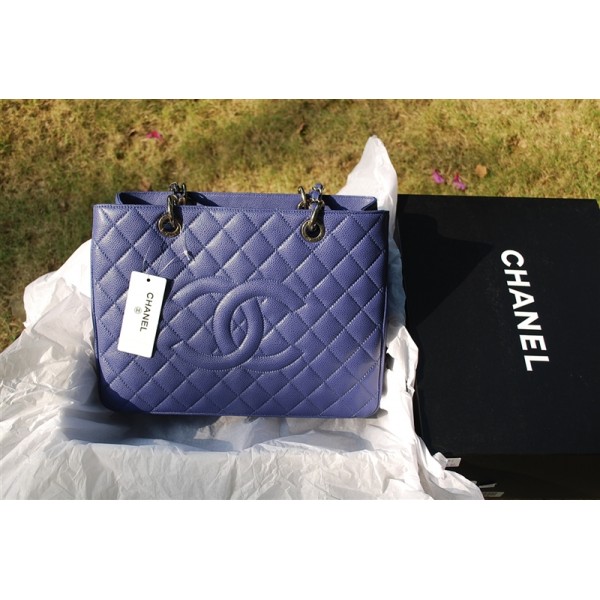 Chanel A50995 Caviar Leather Shopping Bags Gst Blu