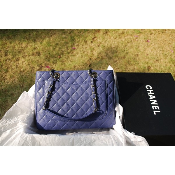 Chanel A50995 Caviar Leather Shopping Bags Gst Blu