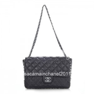 2012 Nuove Borse Chanel Flap In Pelle Di Vitello Grigio Con Cate