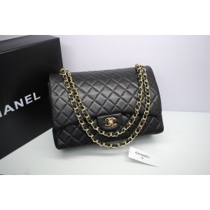 Borse Chanel Nero Importa Flap Maxi Agnello Con Ghw 36098