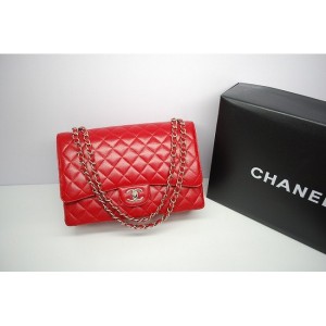 Chanel 2012 Borse Flap In Pelle Caviar Maxi Red Con Shw