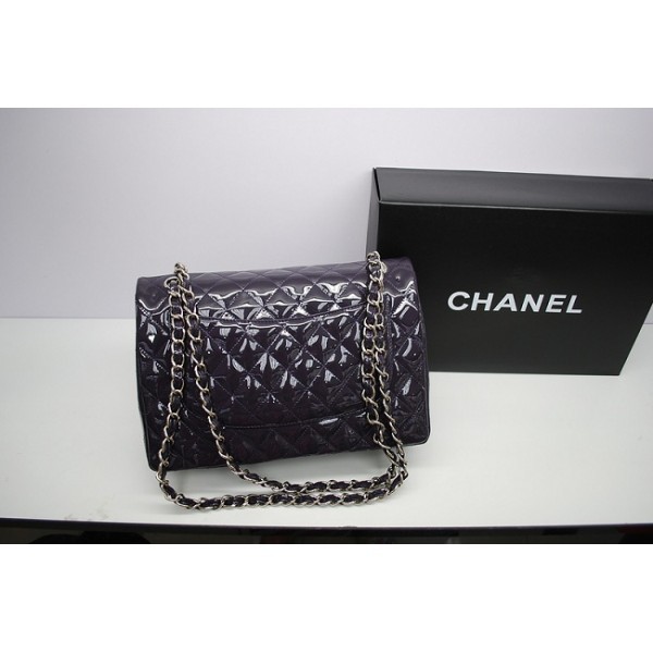 Chanel 2012 Borse Flap In Pelle Verniciata Viola Jumbo Con Ecs
