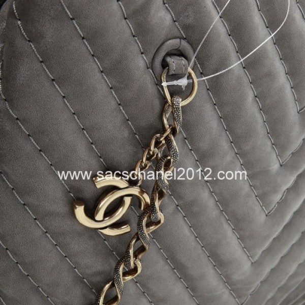 Chanel 2012 Borse In Pelle Grigio Iridescente Con Fascino Cc